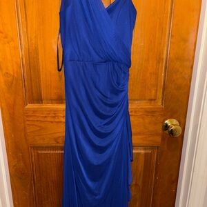 Vintage Blondie Nites Elegant Blue Draped Women's Royal blue Dress